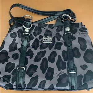 Coach leopard triple compartment bag